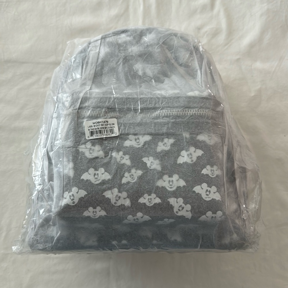 Loungefly Disney Mickey Glow in the Dark Halloween Bats AOP Mini Backpack